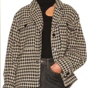 Anine Bing Flynn Houndstooth Jacket Black Cream Size XS